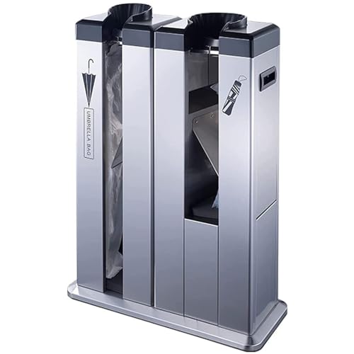 Avvolgitore automatico per ombrelli umidi, resistente supporto in acciaio inox con ruote per ingresso, include borse per ombrelli
