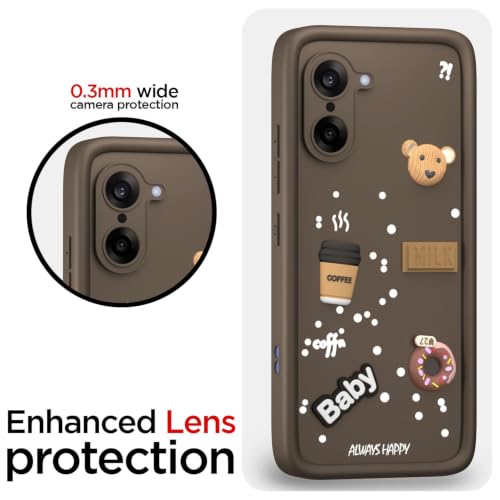 Image of Bintage Cute Fun Ball | Taddy Cartoon 3D Smiley Coffee Cup | Milk Donut | Full Camera Protection Back Cover Compatible for OnePlus CE5 5G - Brown