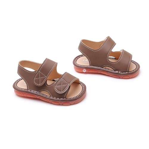 Image of SOFMUO Baby Boys Girls Closed Toe Squeaky Sandals Toddler Summer Shoes | Soft Non-Slip Rubber Sole,Closed Toe Protection,Adjustable Strap,Squeaky Design,Summer Outdoor Prewalkers