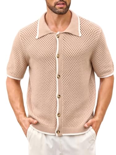 Men's Slim Fit Sweater Loose Knit Casual Collar Short Sleeve Cardigan, Suitable For Wear