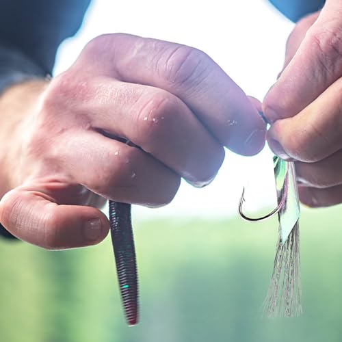 10 Stück Makrelenfeder-Rigs mit leuchtenden Perlen, bionische Fliegende Insekten, Köder für Makrelen, Seelachse, Hering, Barsch