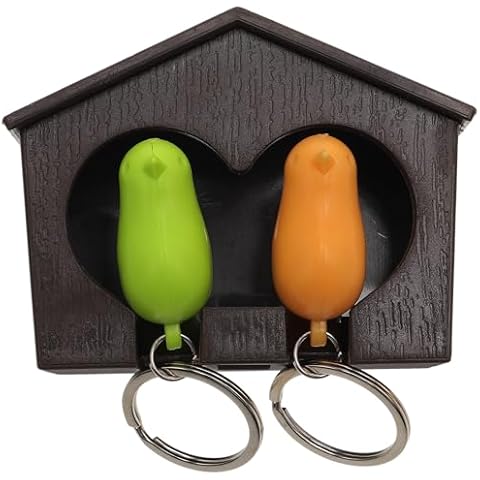 RORPOIR Brown Birdhouse Key Holder with Whistle Cover