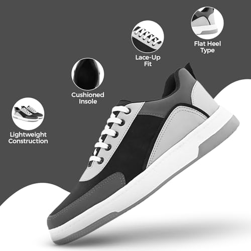 Image of STANPHORD Mens Lumora Sneakers Faux Leather Chunky Colourblocked Trendy Lace Up Casual Shoes Trendy Sole All Day Comfortable Lightweight with Extra Comfort Durable Footwear