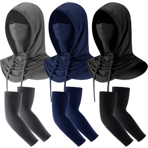 Image of Frienda Balaclava Ski Mask and Arm Sleeves Sun Protection Hood Breathable Full Head Mask Face Cover for Men Women