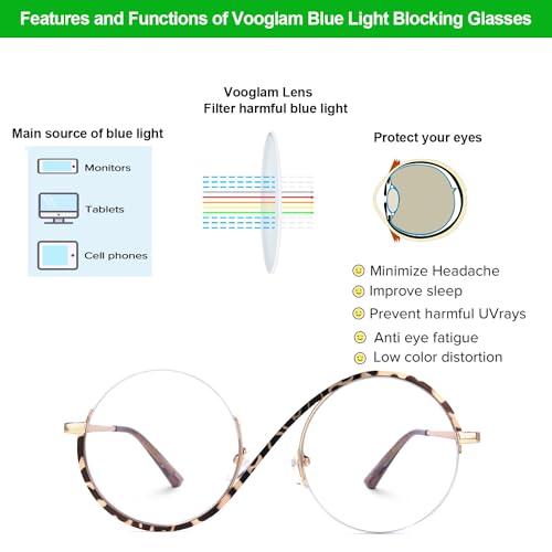 Image of VOOGLAM Glasses for Women Round Clear Lens Frame Manley