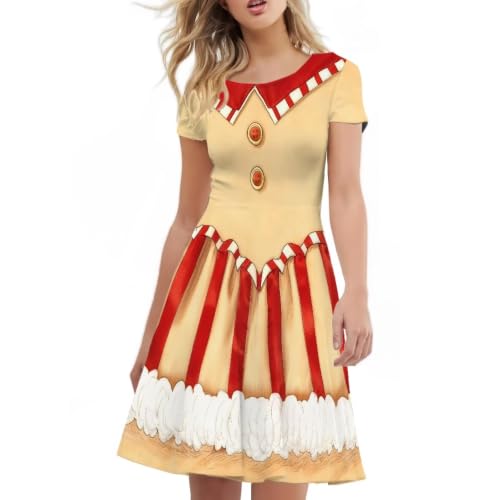 Image of AFPANQZ Womens Casual Summer Lightweight Vintage Dress Short Sleeve Midi Dress Knee-Long Luxury Formal Dress