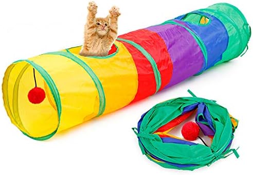 iCAGY Cat Tunnel for Indoor Cats Interactive, Rabbit Tunnel Toys, Pet Toys Play Tunnels for Cats Kittens Rabbits Puppies Crinkle Collapsible Pop Up Multiple Color 45"