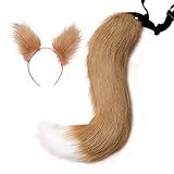 HAOAN Faux Fur Fox Tail and Clip Ears Kit for Halloween Party Costume Accessories Xmas Toys Gift...