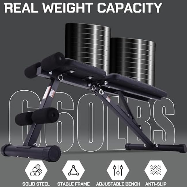 ANCHEER Foldable Adjustable Weight Bench - 8-Level Backrest Adjustment,Portable Home Gym Equipment for Full-Body Workouts