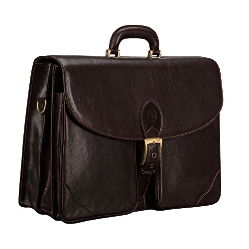 Maxwell Scott® Cartable Cuir Italien Fermeture Boucle Marron Foncé (Tomacelli2)