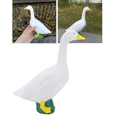 Desk Goose 7 Inches, Mini Porch Goose Figurine, Party Decor White Goose Ornament, Small Goose Statue Yard Goose for Home Garden