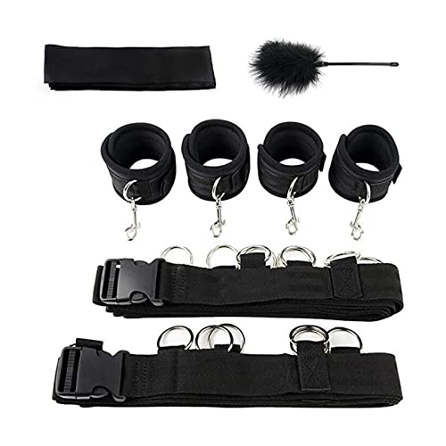 SMグッズ ベッド拘束 固定ベルト SMセット 手枷 足枷 開脚 拘束具 コスプレ 男女兼用 調節可能 SM初心者 - 画像1