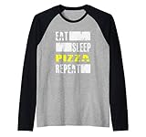 Photo Gallery eat sleep pizza repeat - funny food lover maglia con maniche raglan Photo Gallery eat sleep pizza repeat - funny food lover maglia con maniche raglan