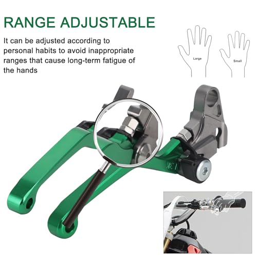 Image of Motorcycle Brake Clutch Lever Pivot Levers Set Adjustable CNC for KLX 140 KLX140 08-21 KLX300R 20-24 KLX140L 08-20 KLX140G 2017-2020 KLX140R KLX140RF 2021-2024 Dirt Pit Bike Green