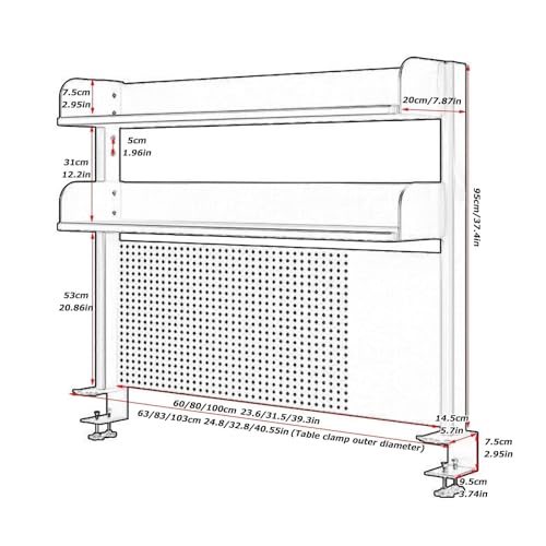 Pegboard garażowy stojak ścienny zestaw kluczy do przechowywania wierteł stojaki uchwyty długie haczyki zamontowany organizer centra ekspozycje domowe, zacisk na biurko organizer półka - klips stojak
