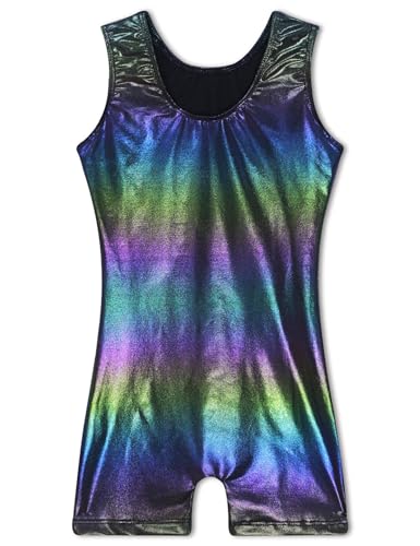 Image of TENVDA Leotards for Girls Gymnastics Kids Children Biketard With Shorts Sparkly Unicorn Dance Unitards(Multiple Colors)