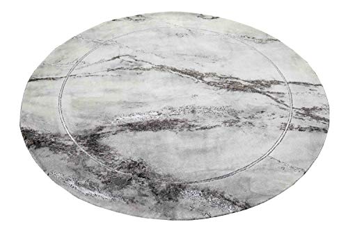 CARPETIA Teppich Wohnzimmer Designerteppich Marmorteppich grau Größe 160 cm Rund