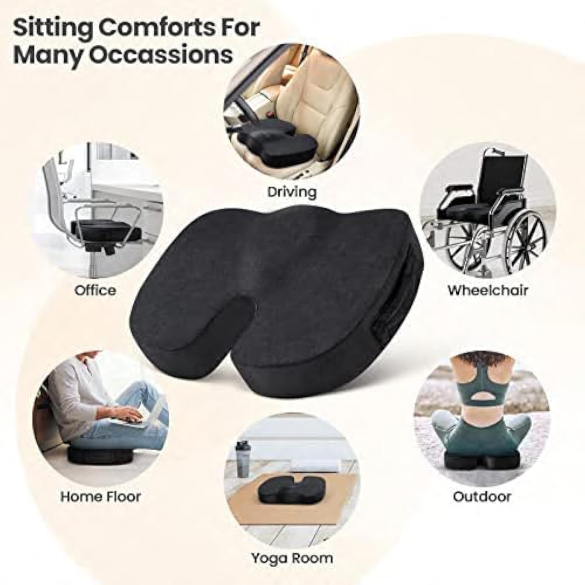 Memory Foam Coccyx Cushion for Lower Back Support