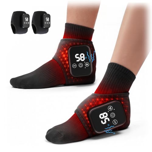 Foot Renew Triple Method Massager 3 in 1 Cordless & Portable Foot and Ankle Massager with 3 Vibration Modes & 3 Heat Levels for Heel Arch and Ankle Comfort & Relief for Home/Office/Travel (2PCS)
