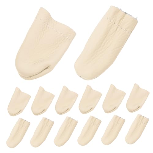 Housoutil 10 Pairs Pu Leather Sewing Needle Guards Thumb Protectors for DIY Crafting Protection Random Color