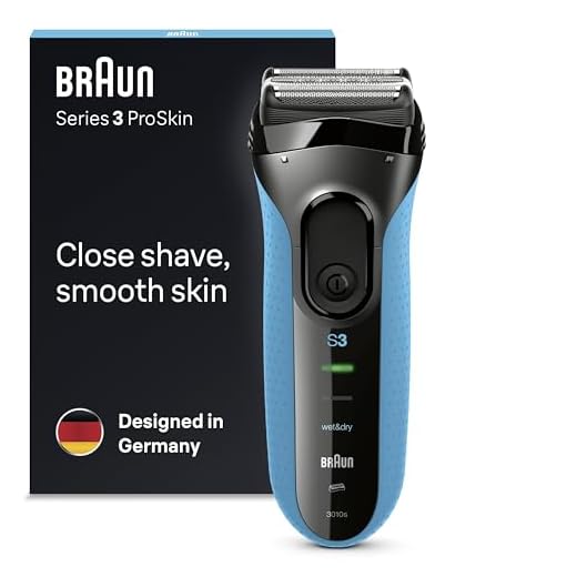 Braun Series 3 ProSkin Elektrorasierer, Elektrorasierer für Männer mit Präzisionskopf, kabellos, Wet & Dry, 2-poliger Badezimmerstecker, 3010s, Schwarz/Blau Rasierer