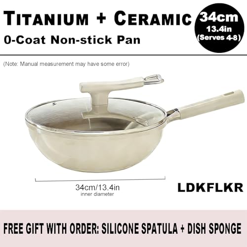 Wok de Titanio sin recubrimiento con tapa, 34cm miniatura 2