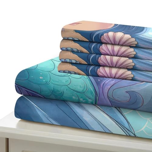 Housse de couette sirène résistante et douce pour lit 135x200
