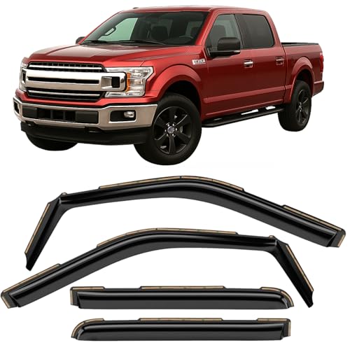 Voron Glass in-Channel Extra Durable Rain Guards for Trucks Ford F150 2015-2020 SuperCrew (fit for Ford F250-F550 17-25), Window Deflectors, Vent Window Visors, 4 Pieces - 220018