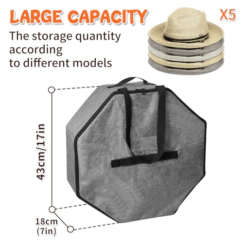 Boczif Hut-Aufbewahrungsbox für Damen und Herren, Hut-Aufbewahrungstasche für Reisen, faltbar, Cowboyhuttasche mit Griff, Hut-Organizer, Behälter, große Kappentasche zum Tragen (Grau)