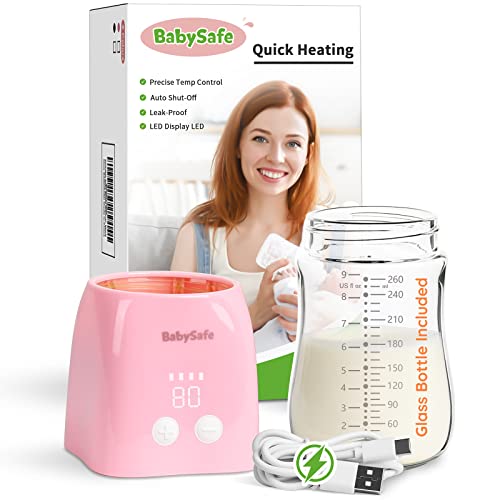 Image of Portable Baby Bottle Warmer, Travel Bottle Warmer on The Go, 2-5 Min Fast Bottle Warmer for Breastmilk Baby Formula, Wireless Rechargeable Car Bottle Warmer, 4 Precise Temp, Auto Shut-Off, USB, 8.8oz