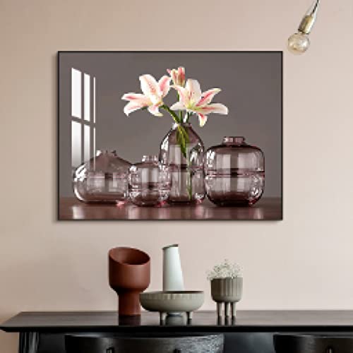 Décoration murale nature morte fleurs vase en verre dsdsgog salon 60x90