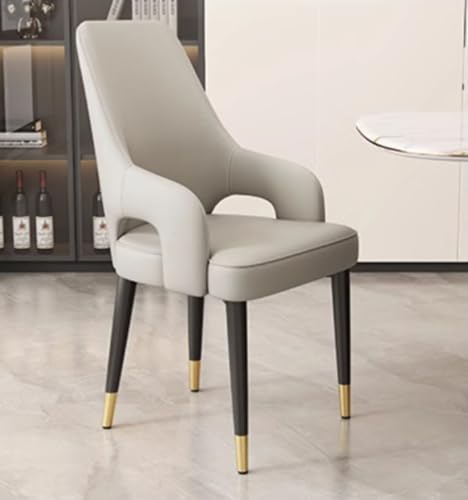 Juego de 4 sillas de comedor tapizadas de cuero con respaldo y patas de metal, modernas sillas de cocina para sala de estar, dormitorio y oficina