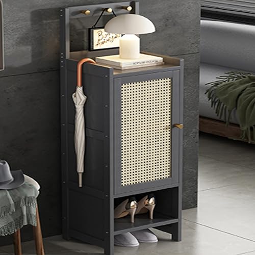 Meuble à chaussures en bambou gris de 131 cm pour entrée