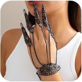 Denifery Gothic Hollow Long Nails Finger Knuckle Claw Rings for Women