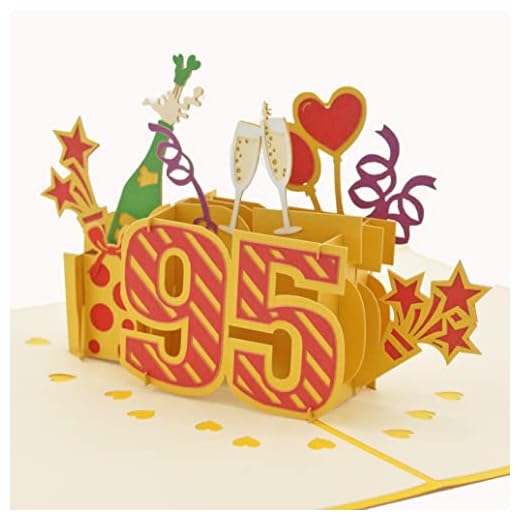 Favour Pop Up® - Tarjeta de felicitación 3D para cumpleaños 95 con cubierta en color dorado, ideal también para regalo de dinero o vales. TG095