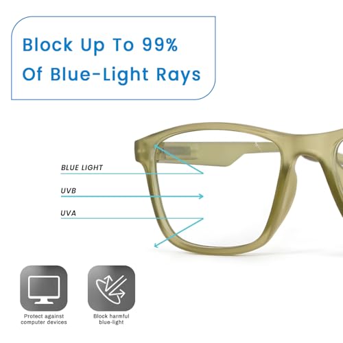 Image of UV Protection Glasses Blue Cut Blocking Harmful Rays Glasses for Men & Women Zero Power Computer Specs Eye Protection Lightweight Frame with Case & Cleaning Cloth