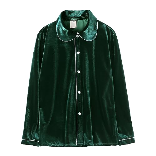 MYGBCPJS Women Men Velvet Pajamas Pjs Suit Adult 2Pcs Long Sleeve T-shirt Tops+ Elastic Waist Pants Sleepwear Loungewear Set2