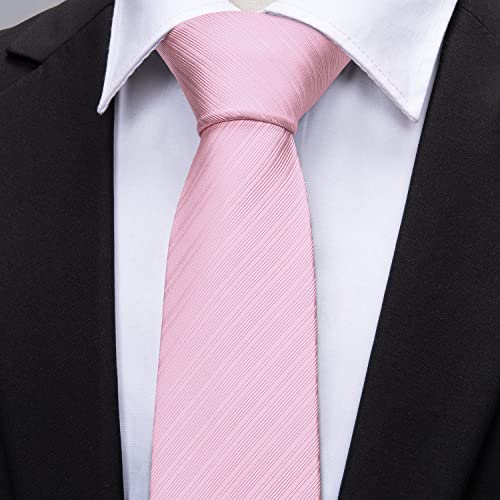 Image of Barry.Wang Tie Sets for Men Silk Stripe Necktie Woven Checkered Handkerchief Cufflinks Formal Business Wedding