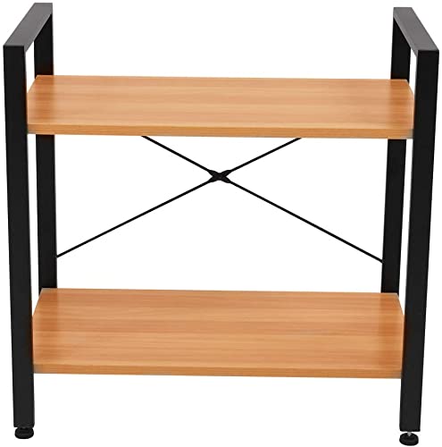 Deco2 Small Bookcase 2 Tier Wood And Metal Shelves Industrial Bookcase Display Display Office Storage Rack Multifunctional Furniture For Entryway Living Room Bedroom Home Office Kitchen(Oak) #TOP5