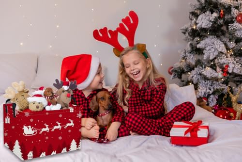 Image of Christmas Basket Red Storage Basket Gift Basket Rectangular BooksBins(Red Christmas)