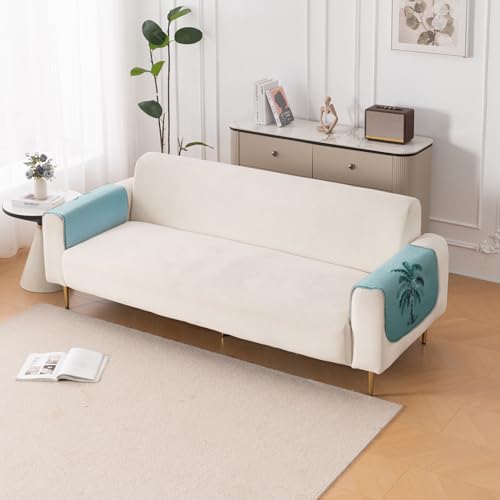 Image of HOKIPO HeavenHue Fleece Backed Sofa Armrest Cover 2 Pc, Island Breeze