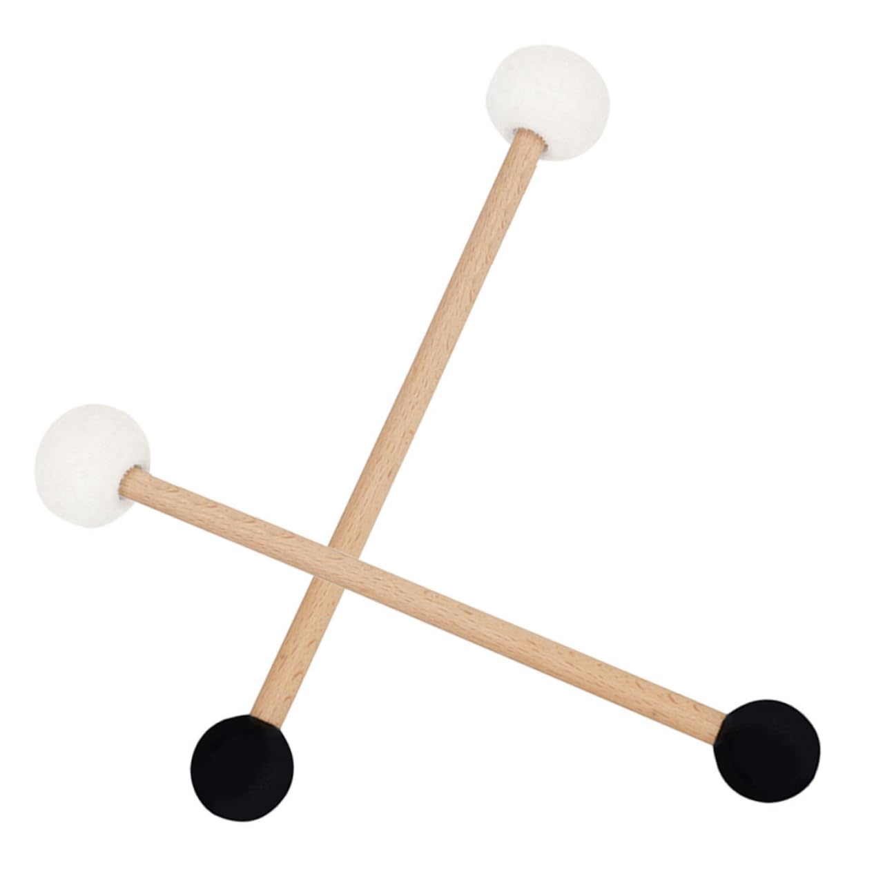 Milisten 2Pcs Drum Mallet Handle Percussion Sticks with Rubber Felt Head Versatile for Singing Bowls and Various Genres Comfortable Grip for