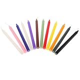 PAMINGONO 12 Stück Farbige Paraffin Spitzkerzen 1,2x16cm Unparfümierte Stabkerzen für Tischdekoration Festkerzen für Hochzeit und Party