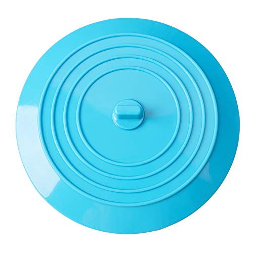 kuou Silicone Tub Stopper, Universal Sink Plug Drain Plug, 6 Inches Drain Stopper Cover for Kitchen Bathroom Laundries (Blue)