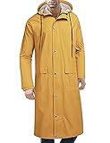 COOFANDY Men's Rain Jacket with Hood Waterproof Lightweight Active Long Raincoat