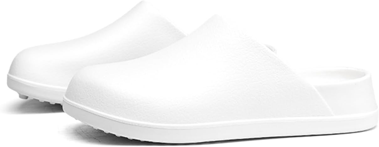FLIOZY Lichte waterdichte EVA-werkschoenen voor dames en heren, antislip, oliebestendige klompen, duurzame keukenschoenen voor restaurant, ziekenhuis en outdoor, Wit, 11 Women/9.5 Men