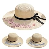 Sombrero De Paja De Dama De Honor Personalizado, Sombrero De Playa con Nombre Personalizada, Regalo De Fiesta Nupcial, Gorra De ala Ancha For Boda En La Playa Y Luna De Miel
