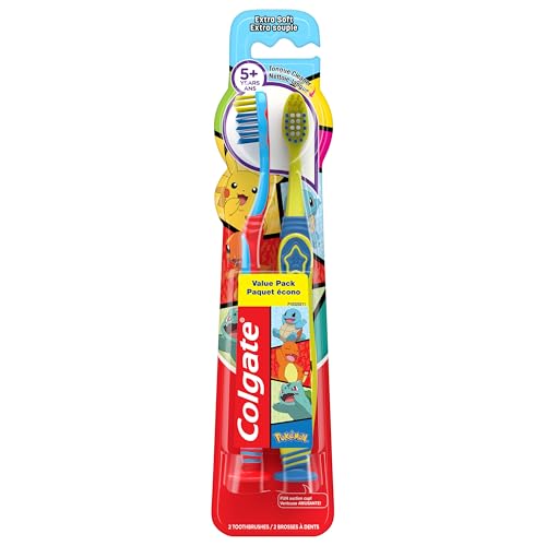 Colgate Kids Toothbrush with Suction Cup, Extra Soft - Pokemon (2 Count)