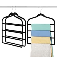 3 - Pack Durable Plastic Four, Velvet Trouser Hangers Space Saving, Non Slip Trouser Hangers for Jeans, Trousers, Leggings, Tie, Scarf and Towel - Multi Layer Pants Hanger for Clothes(SIZE:3)
