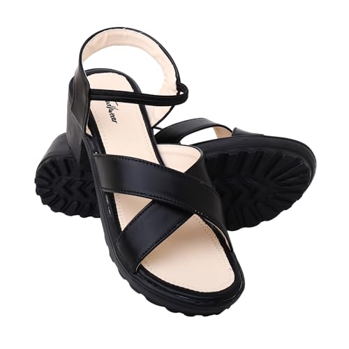 Image of Todhwear Womens Platform Sandals | Chunky Mid Heel Slip-On Sandals | Open Toe Comfortable Dress Shoes for Casual |